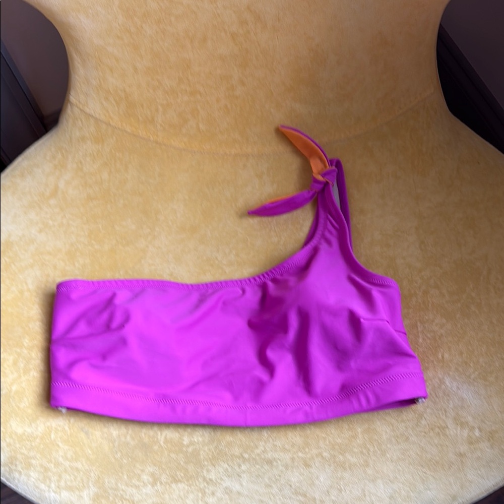 Pink and Orange One-Shoulder Bikini Top